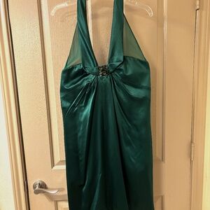 Marc Bouwer Glamiti Emerald Green Silk Halter Cocktail Dress